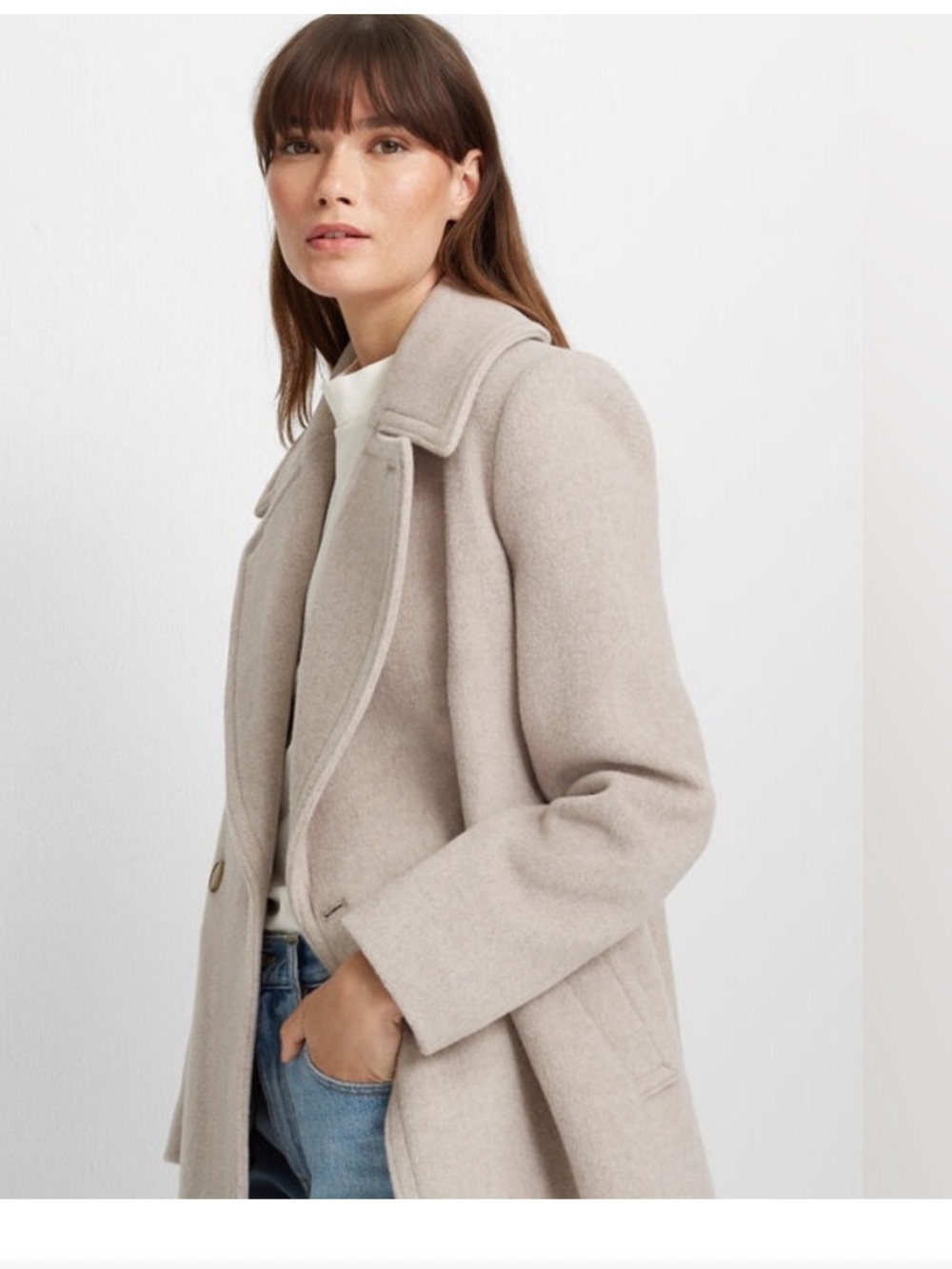 Club Monaco Soft Taupe Wool Coat with Wide Lapels I bought it as is.